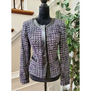 Zac & Rachel Women Purple 100% Acrylic Long Sleeve Button Front Jacket Blazer 8